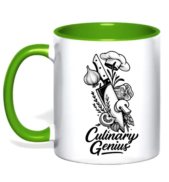 Чашка з кольоровою ручкою Culinary genius Зелений фото