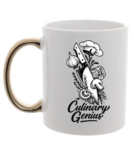 Чашка з кольоровою ручкою Culinary genius Золото фото