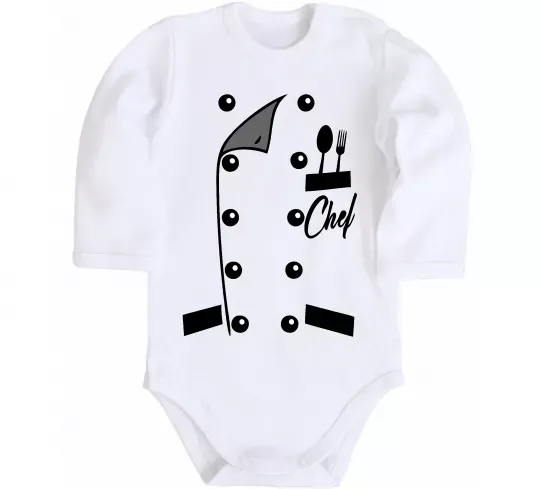 Дитячий бодік Кітель шефа Білий фото