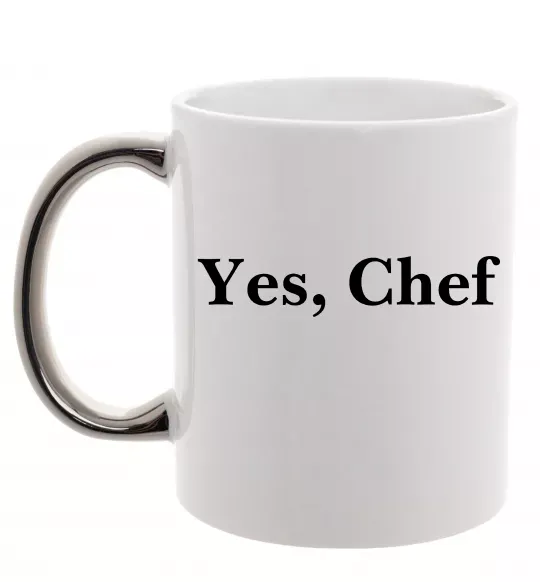 Чашка с цветной ручкой Yes, Chef Серебро фото