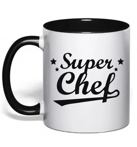 Чашка з кольоровою ручкою Super Chef Чорний фото