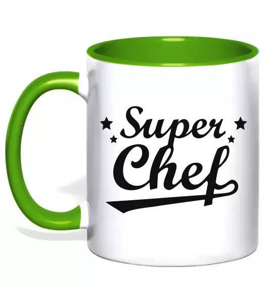 Чашка з кольоровою ручкою Super Chef Зелений фото