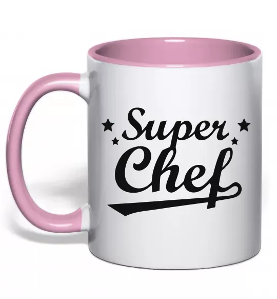 Чашка з кольоровою ручкою Super Chef Ніжно рожевий фото