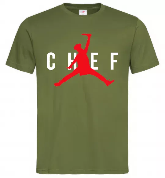 Чоловіча футболка Chef with knife Оливковий фото