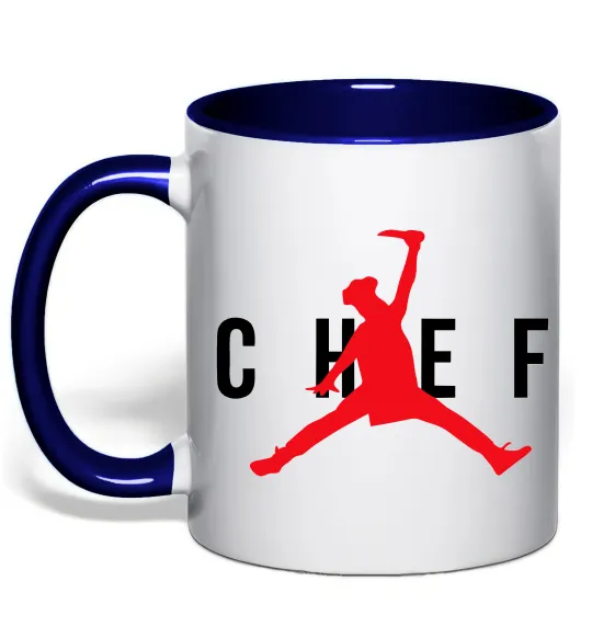 Чашка с цветной ручкой Chef with knife Глубокий темно-синий фото