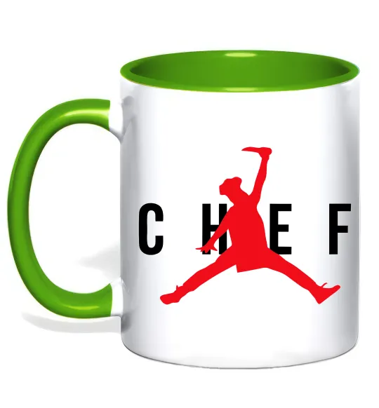 Чашка з кольоровою ручкою Chef with knife Лаймовий фото