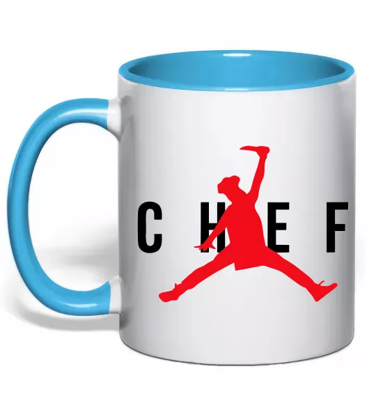 Чашка с цветной ручкой Chef with knife Голубой фото