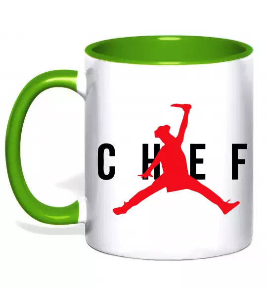 Чашка с цветной ручкой Chef with knife Зеленый фото