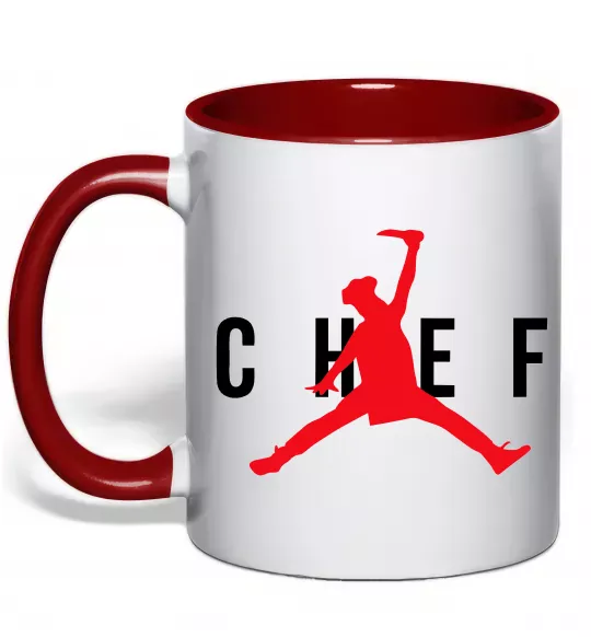 Чашка с цветной ручкой Chef with knife Красный фото