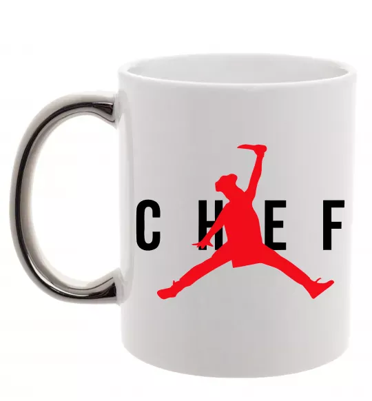 Чашка с цветной ручкой Chef with knife Серебро фото