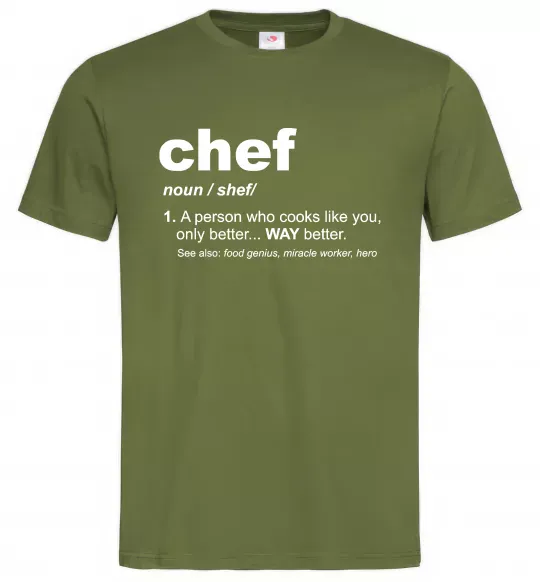 Чоловіча футболка Chef noun Оливковий фото