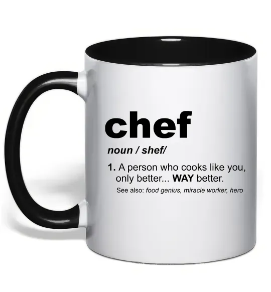 Чашка з кольоровою ручкою Chef noun Чорний фото