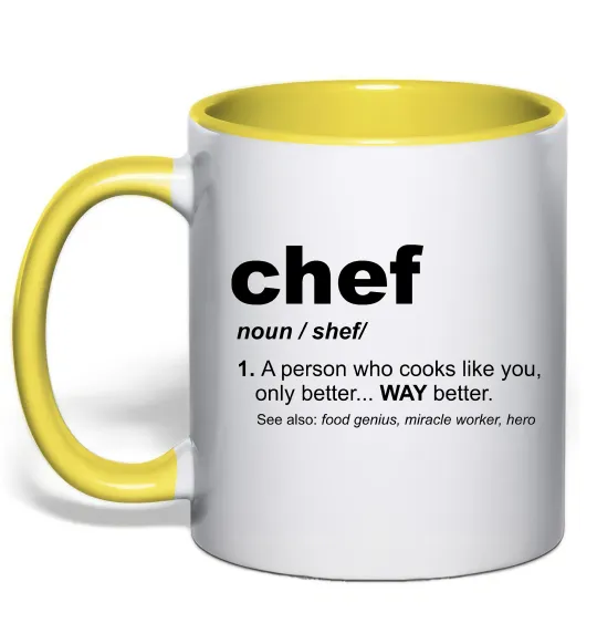 Чашка з кольоровою ручкою Chef noun Лимонний фото