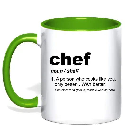 Чашка з кольоровою ручкою Chef noun Зелений фото