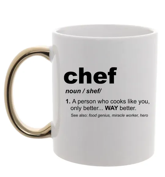 Чашка з кольоровою ручкою Chef noun Золото фото