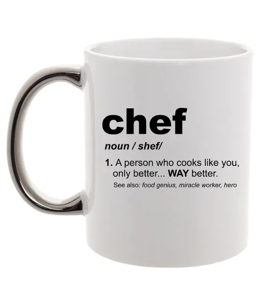 Чашка з кольоровою ручкою Chef noun Срібло фото