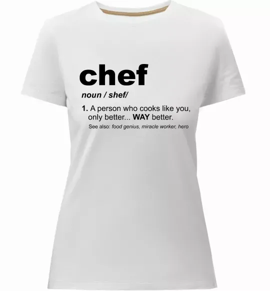 Жіноча преміум футболка Chef noun Білий фото