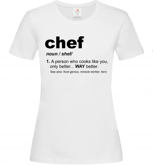 Жіноча футболка Chef noun Білий фото