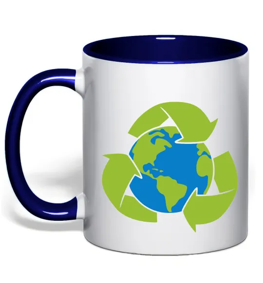 Чашка з кольоровою ручкою Переробка Глибокий темно-синій фото