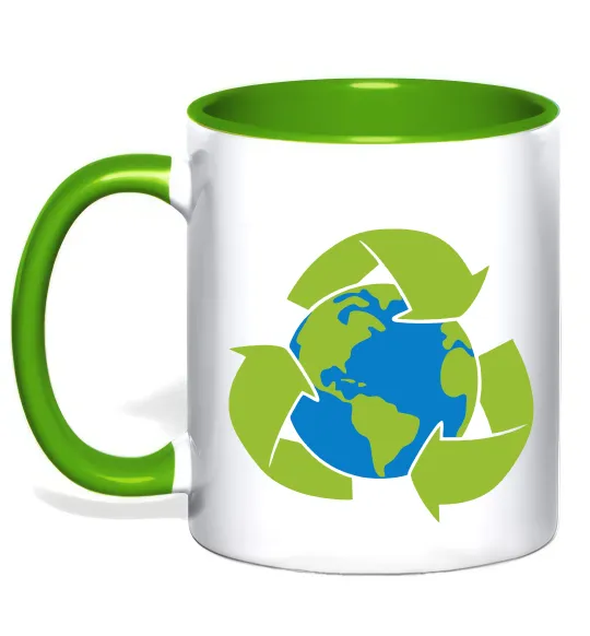 Чашка с цветной ручкой Переробка Лаймовый фото