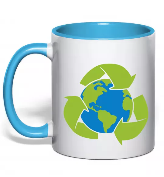 Чашка з кольоровою ручкою Переробка Блакитний фото