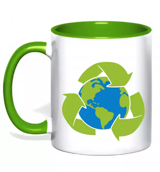 Чашка з кольоровою ручкою Переробка Зелений фото