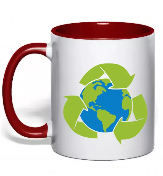 Чашка з кольоровою ручкою Переробка Червоний фото