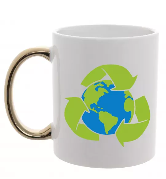 Чашка з кольоровою ручкою Переробка Золото фото