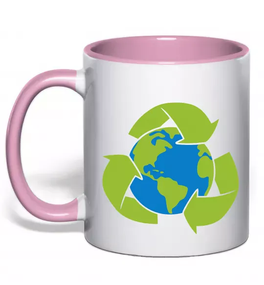 Чашка з кольоровою ручкою Переробка Ніжно рожевий фото