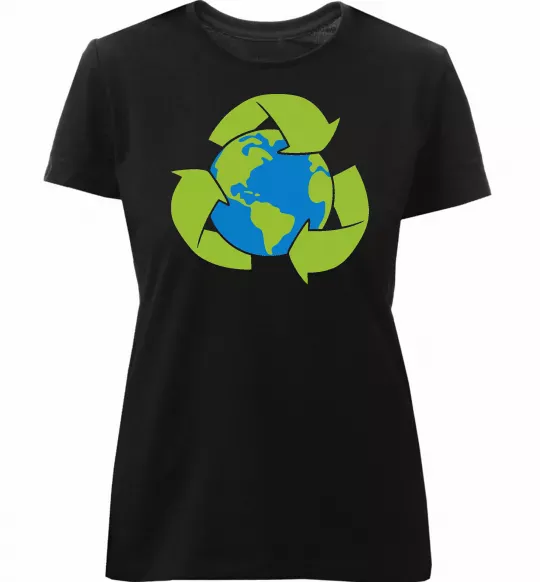 Женская премиум футболка Переробка Черный фото