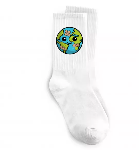 Носки Земля заклеєна пластирями Белый фото