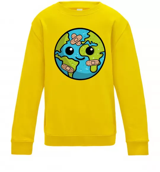 Детский Свитшот Земля заклеєна пластирями Солнечно желтый фото