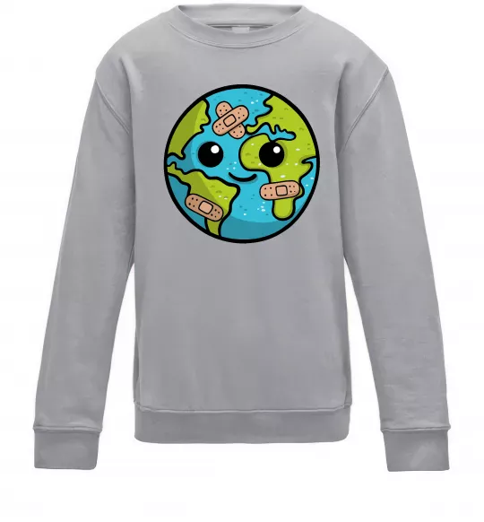 Детский Свитшот Земля заклеєна пластирями Серый меланж фото