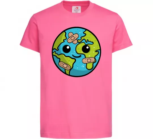 Детская футболка Земля заклеєна пластирями Ярко-розовый фото