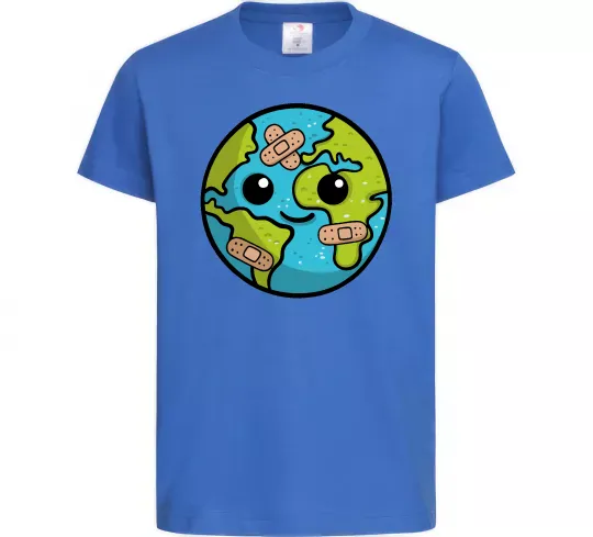 Детская футболка Земля заклеєна пластирями Ярко-синий фото
