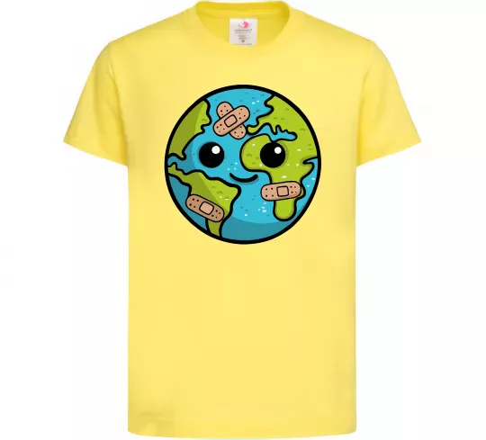 Детская футболка Земля заклеєна пластирями Лимонный фото