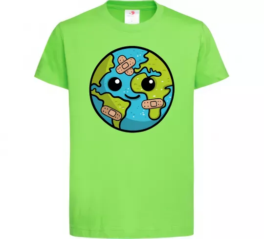 Детская футболка Земля заклеєна пластирями Лаймовый фото