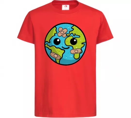 Детская футболка Земля заклеєна пластирями Красный фото
