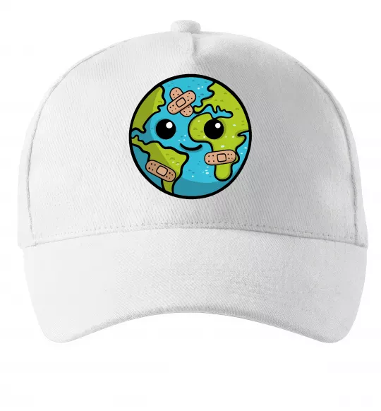 Кепка Земля заклеєна пластирями Белый фото