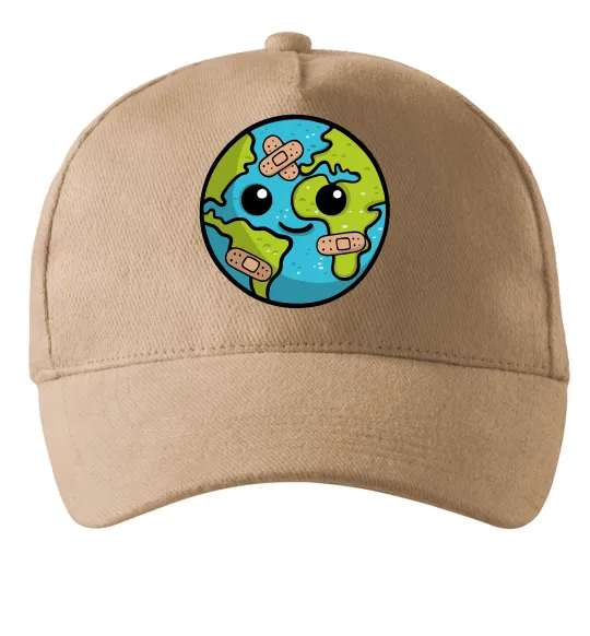 Кепка Земля заклеєна пластирями Пісочний фото