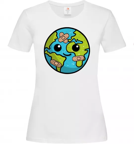 Женская футболка Земля заклеєна пластирями Белый фото