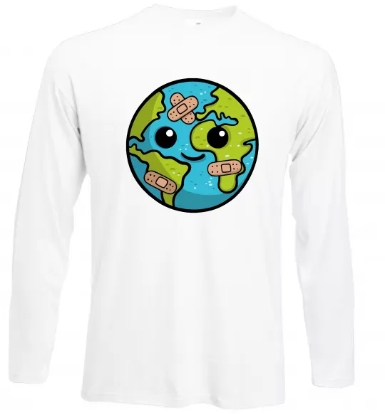 Лонгслів Земля заклеєна пластирями Білий фото