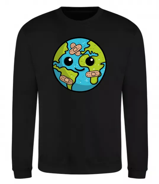 Свитшот Земля заклеєна пластирями Черный фото