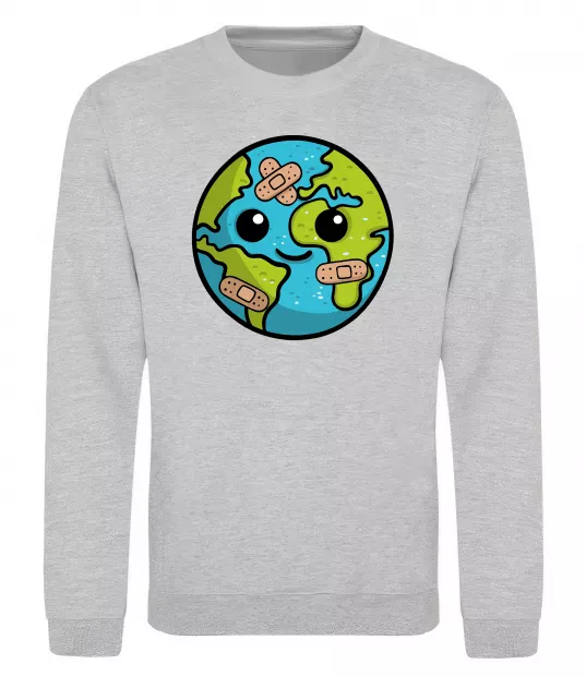 Свитшот Земля заклеєна пластирями Серый меланж фото