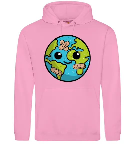 Чоловіча толстовка (худі) Земля заклеєна пластирями Рожевий фото