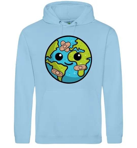 Чоловіча толстовка (худі) Земля заклеєна пластирями Блакитний фото