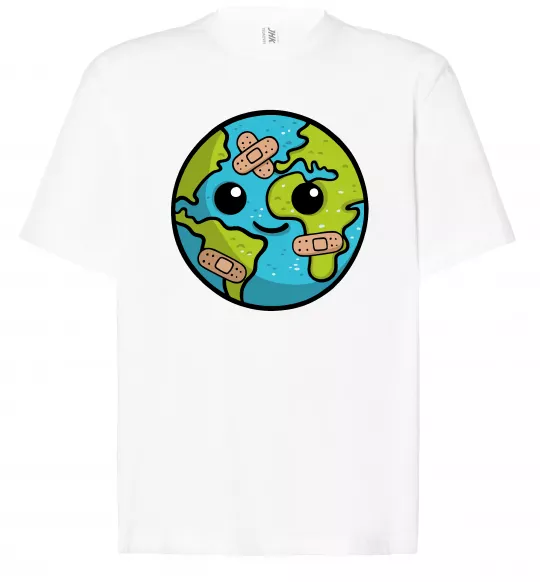 Футболка Оверсайз Земля заклеєна пластирями Белый фото