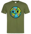 Чоловіча футболка Земля заклеєна пластирями Оливковий фото