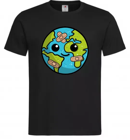 Чоловіча футболка Земля заклеєна пластирями Чорний фото