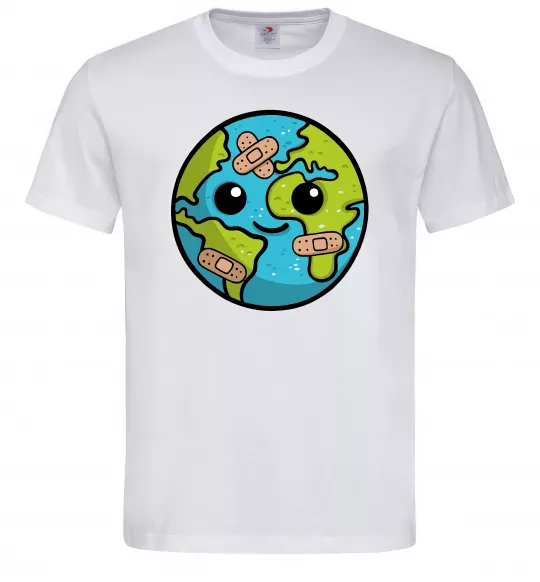 Чоловіча футболка Земля заклеєна пластирями Білий фото